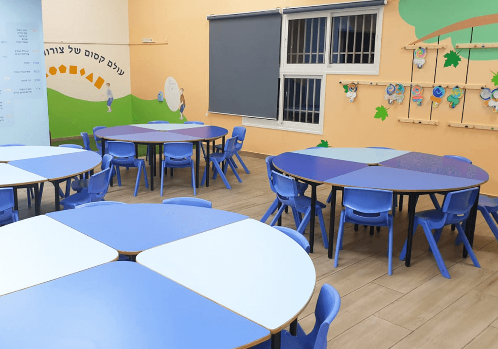 עיצוב סביבת למידה כיתות לימוד כיתה א שולחנות מתחברים