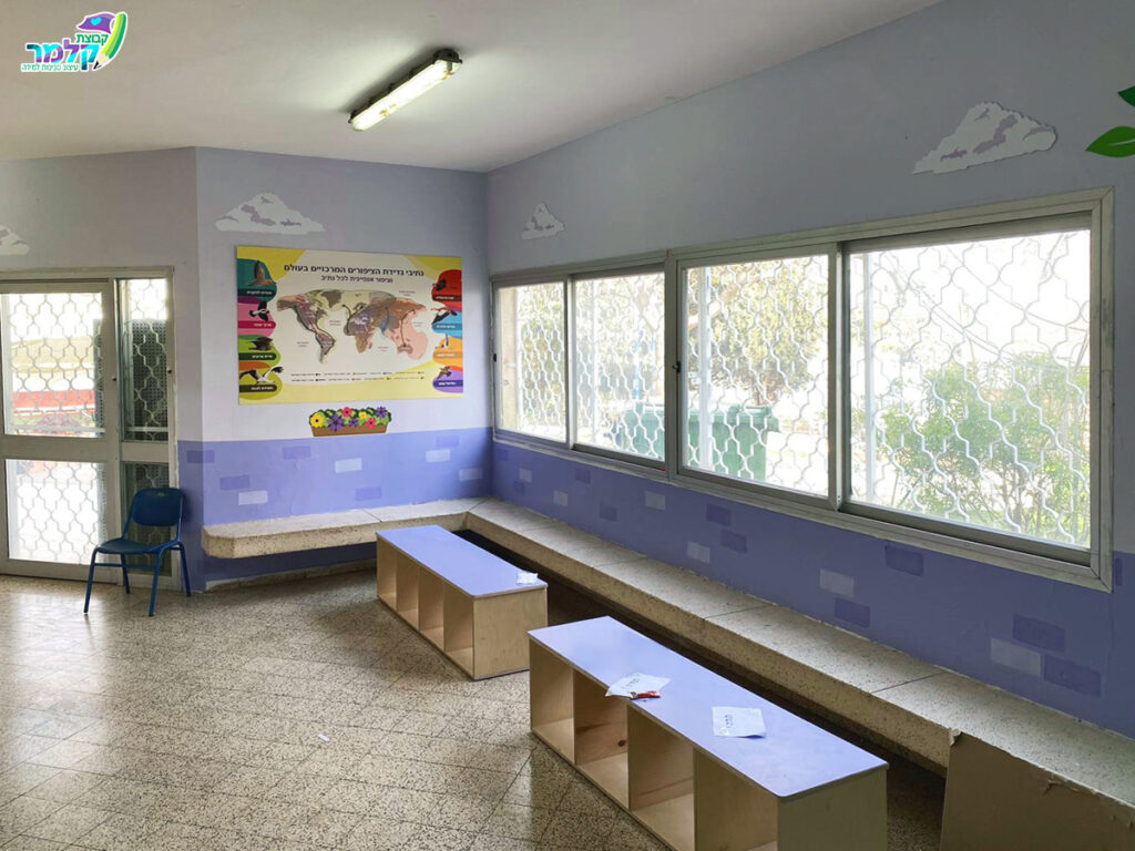 בית הספר ניצנים עיצוב מרחבי למידה מפת נדידת ציפורים ופינת לימוד